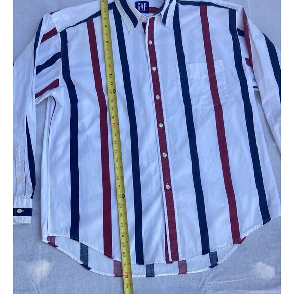 Vintage GAP Men’s XL Striped Button Down Shirt Red White Blue Y2K - Picture 9 of 16